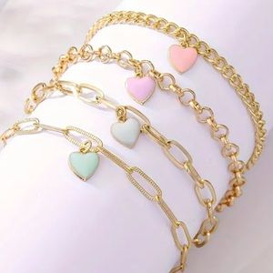 Gold Pastel Heart Bracelets